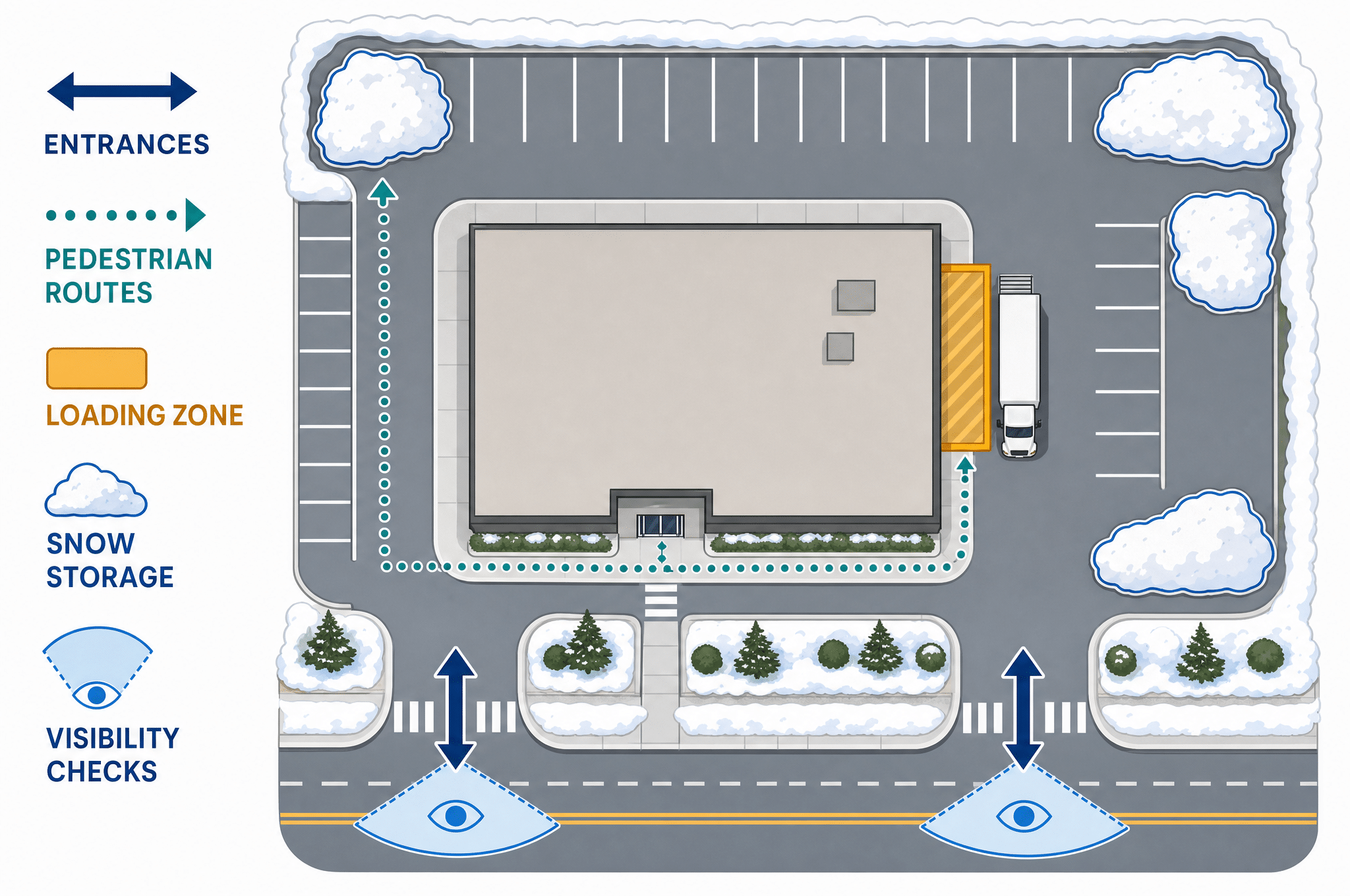 Small commercial lot snow-removal planning map